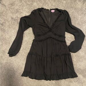 Miami Black Long-Sleeve Ruffle Dress